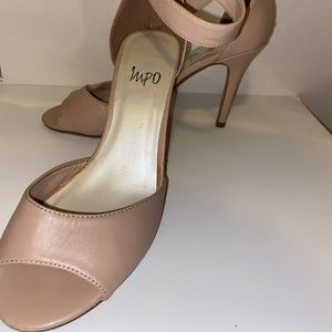 Beige Impo Heels with Ankle Zipper